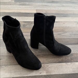 Nine West Black Suede Ankle Booties with Side Zip